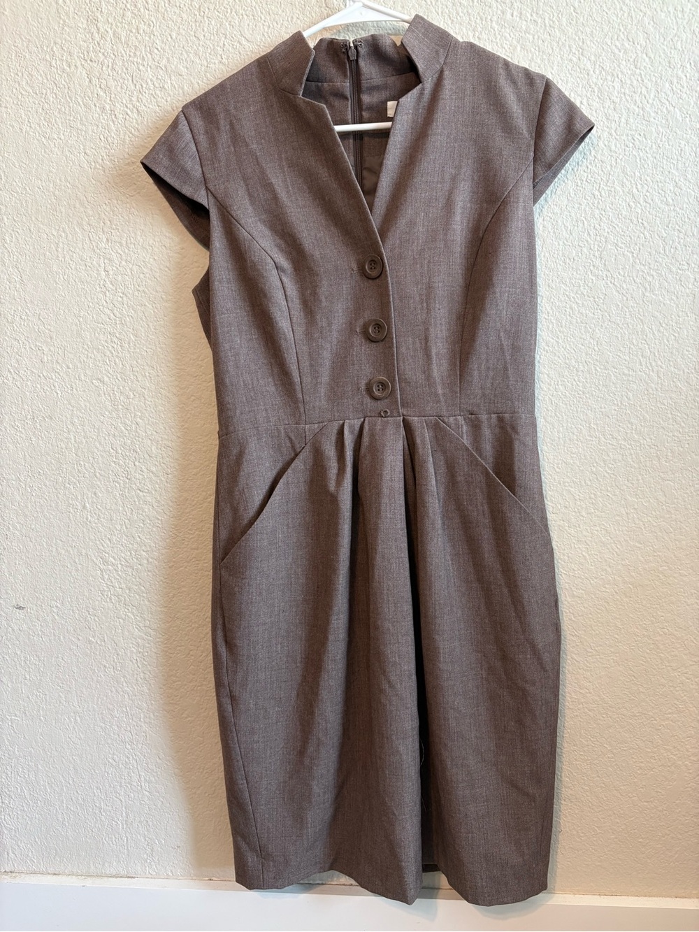 Calvin Klein Brown Cap-Sleeve Midi Sheath Dress